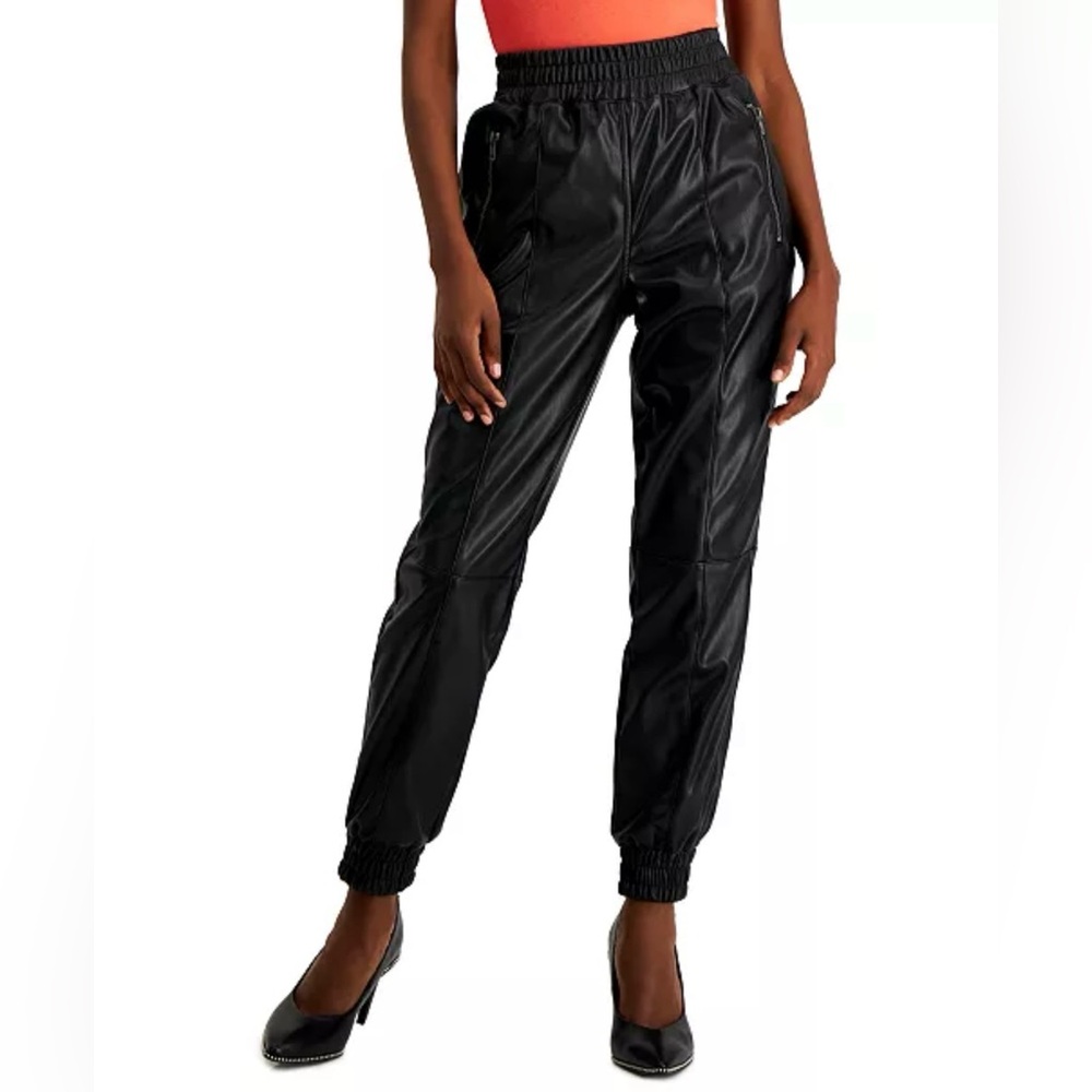 NWT 🖤 Tinsel Petite Faux-Leather Pull-On Jogger Pants. Size P/XS